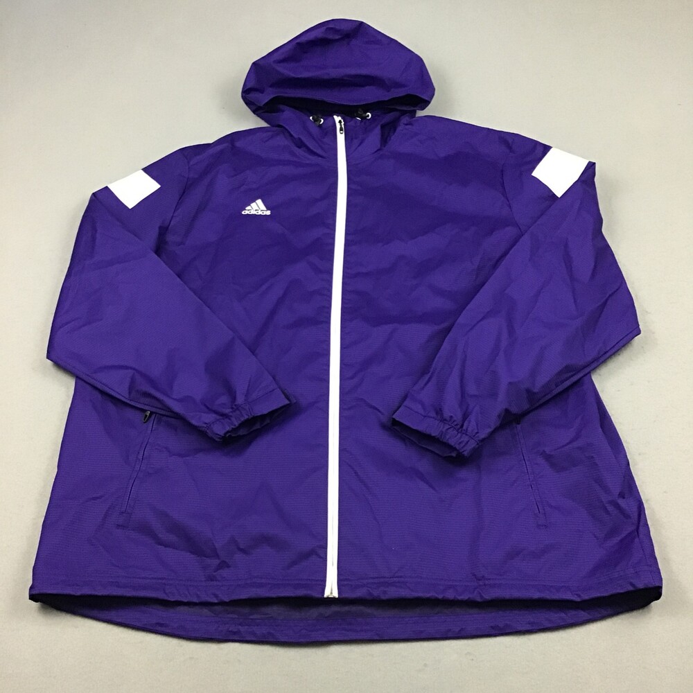 Adidas Track Jacket Men 2XL Purple Windbreaker Full Zip Climacool Hood XXL